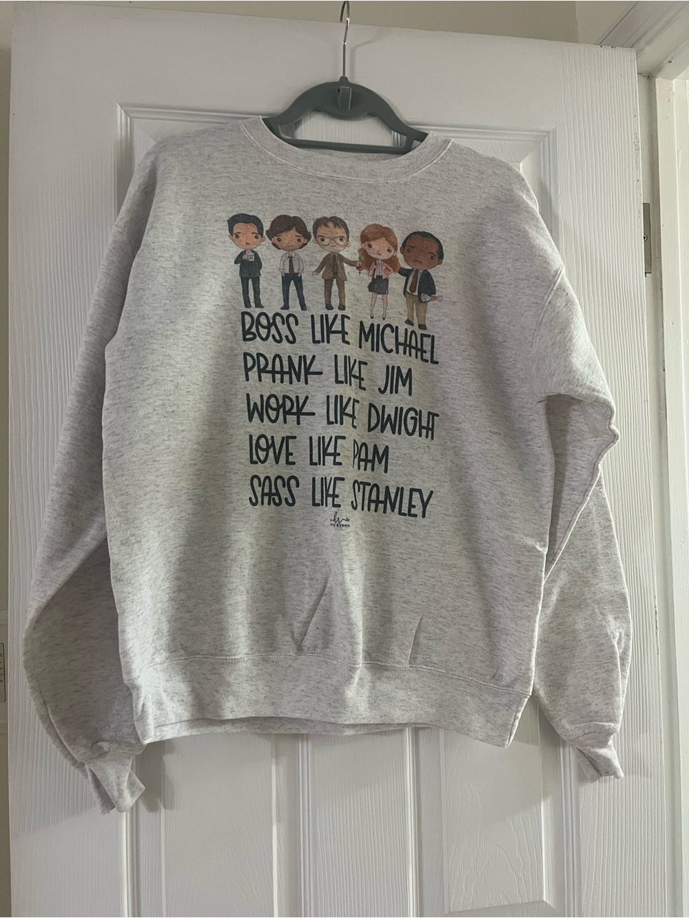 The Office Light Gray Graphic Crewneck Sweatshirt - Casual Character Print